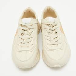 Gucci Cream Leather GG Heart Rhyton Sneakers Size 38