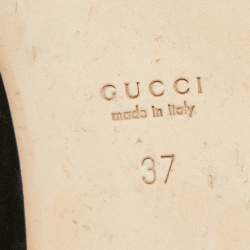 Pre Owned Gucci Black Suede Bamboo Accent Suede Ballet Flats Size 37