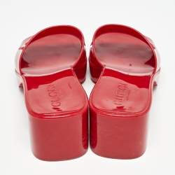 Gucci Red Rubber Logo Embossed Slide Sandals Size 36