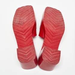 Gucci Red Rubber Logo Embossed Slide Sandals Size 36