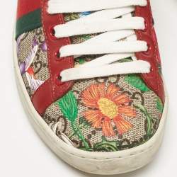 Gucci Beige/Brown GG Supreme Canvas Floral Print Ace Sneakers Size 35.5