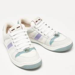 Gucci Multicolor Canvas and Nubuck Screener Lace Up Sneakers Size 37