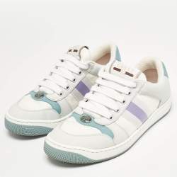 Gucci Multicolor Canvas and Nubuck Screener Lace Up Sneakers Size 37