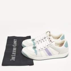 Gucci Multicolor Canvas and Nubuck Screener Lace Up Sneakers Size 37