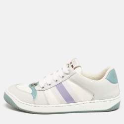Gucci Multicolor Canvas and Nubuck Screener Lace Up Sneakers Size 37