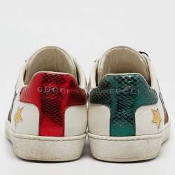 Pre Owned Gucci White Leather Star Ace Sneakers Size 38