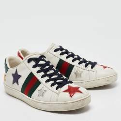 Pre Owned Gucci White Leather Star Ace Sneakers Size 38