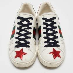 Pre Owned Gucci White Leather Star Ace Sneakers Size 38