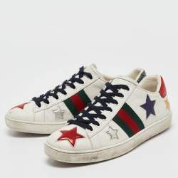 Pre Owned Gucci White Leather Star Ace Sneakers Size 38