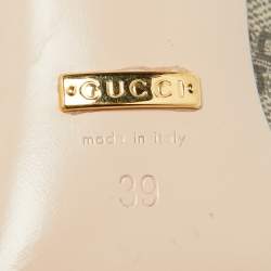 Pre Owned Gucci Beige/Brown GG Sumpreme Canvas and Leather Block Heel Pumps Size 39