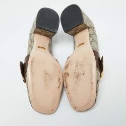 Pre Owned Gucci Beige/Brown GG Sumpreme Canvas and Leather Block Heel Pumps Size 39