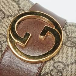 Pre Owned Gucci Beige/Brown GG Sumpreme Canvas and Leather Block Heel Pumps Size 39