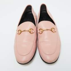 Pre Owned Gucci Pink Leather Jordaan Loafers Size 36