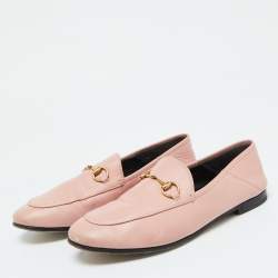 Pre Owned Gucci Pink Leather Jordaan Loafers Size 36
