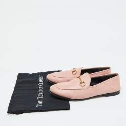 Pre Owned Gucci Pink Leather Jordaan Loafers Size 36