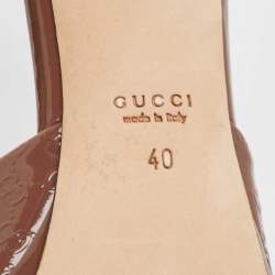 Pre Owned Gucci Brown Guccissima Patent Leather Hollywood Slide Sandals Size 40