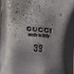 Pre Owned Gucci Gold Leather Crystal Embellished Horsebit Flat Slides Size 39