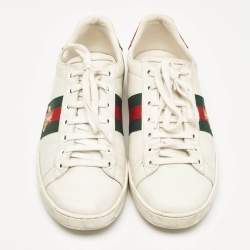 Gucci White Leather Bee Embroidered Ace Sneakers Size 37.5