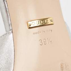 Gucci Silver Leather Sylvie Chain Detail Mules 39.5