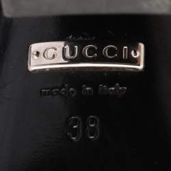 Pre Owned Gucci Black Brogue Patent Leather Queencore Dionysus Embellished Sandals Size 38