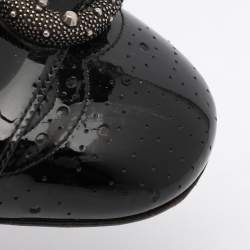Pre Owned Gucci Black Brogue Patent Leather Queencore Dionysus Embellished Sandals Size 38
