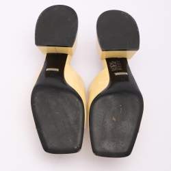 Gucci Yellow Patent Leather Lexi Horsebit Slide Sandals Size 39