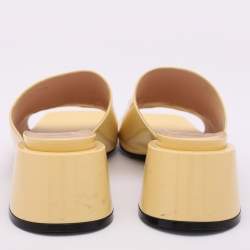Gucci Yellow Patent Leather Lexi Horsebit Slide Sandals Size 39