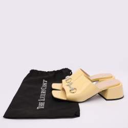 Gucci Yellow Patent Leather Lexi Horsebit Slide Sandals Size 39