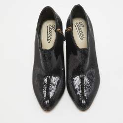 Pre Owned Gucci Black Sequins Ankle Booties Size 36
