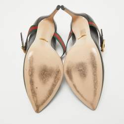 Pre Owned Gucci Black Leather Sylvie Mary Jane Pumps Size 39