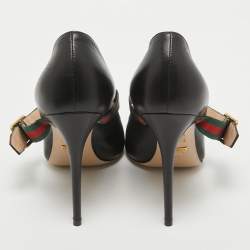 Pre Owned Gucci Black Leather Sylvie Mary Jane Pumps Size 39