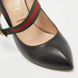 Pre Owned Gucci Black Leather Sylvie Mary Jane Pumps Size 39
