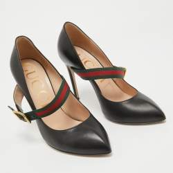 Pre Owned Gucci Black Leather Sylvie Mary Jane Pumps Size 39