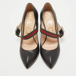 Pre Owned Gucci Black Leather Sylvie Mary Jane Pumps Size 39