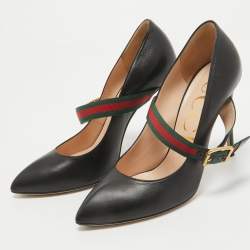 Pre Owned Gucci Black Leather Sylvie Mary Jane Pumps Size 39
