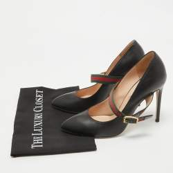Pre Owned Gucci Black Leather Sylvie Mary Jane Pumps Size 39