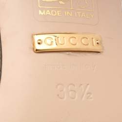 مملوكة مسبقًا Gucci Gold Crinkled Leather GG Marmont Block Heel Pumps Size 36.5