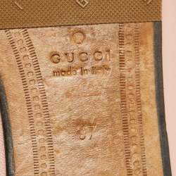 Pre Owned Gucci Pink Leather Jordaan Horsebit Slip On Loafers Size 37