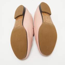 Pre Owned Gucci Pink Leather Jordaan Horsebit Slip On Loafers Size 37