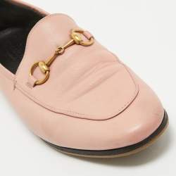 Pre Owned Gucci Pink Leather Jordaan Horsebit Slip On Loafers Size 37