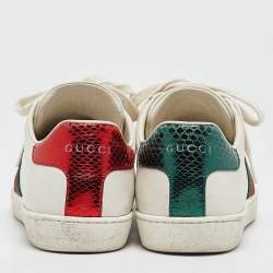 Gucci White Leather Ace Low Top Sneakers 37