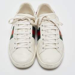 Gucci White Leather Ace Low Top Sneakers 37