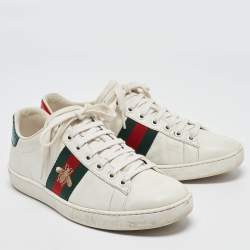 Gucci White Leather Ace Low Top Sneakers 37