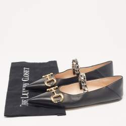 مملوكة مسبقًا Gucci Black Leather Chain Ballet Flats Size 37
