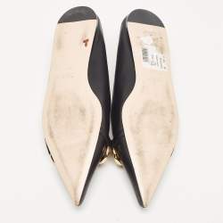 مملوكة  مسبقًا Gucci Black Leather Chain Ballet Flats Size 37