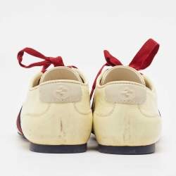 Gucci Cream Patent Leather Lace Up Sneakers 36