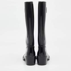 Pre Owned Gucci Black Rubber GG Rain Boots Size 38