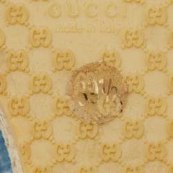 Pre Owned Gucci Blue GG Denim Charlotte Horsebit Peep Toe Wedge Pumps Size 39.5