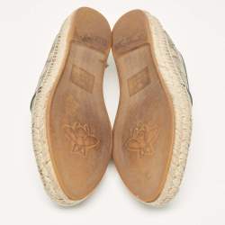 Pre Owned Gucci Beige/Brown GG Supreme Canvas Bee Espadrille Flats Size 38.5