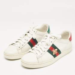 Gucci White Leather Ace Low Top Sneakers Size 35.5